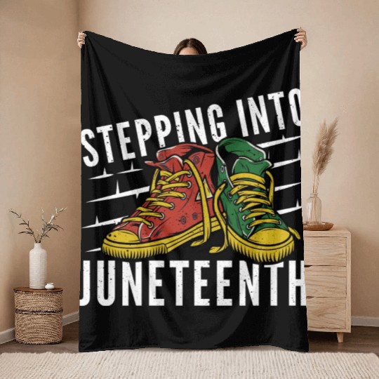 Stepping Into Juneteenth 2024 Afro American Throw Blankets