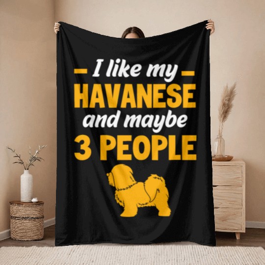 Dog And Maybe 3 People Funny Havanese Dog Lovers Throw Blankets
