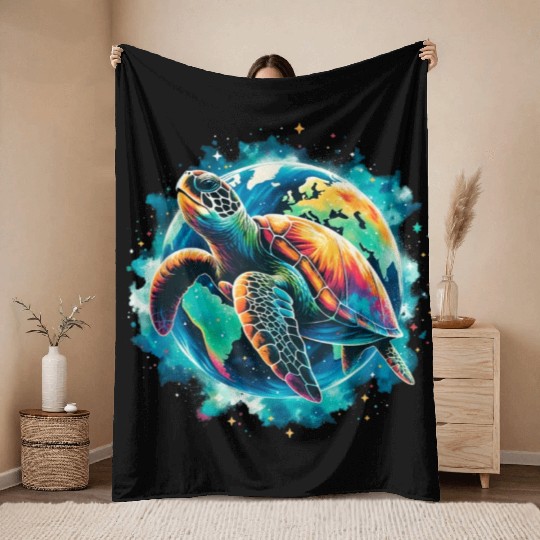 Earth Day Restore Sea Turtle Throw Blankets