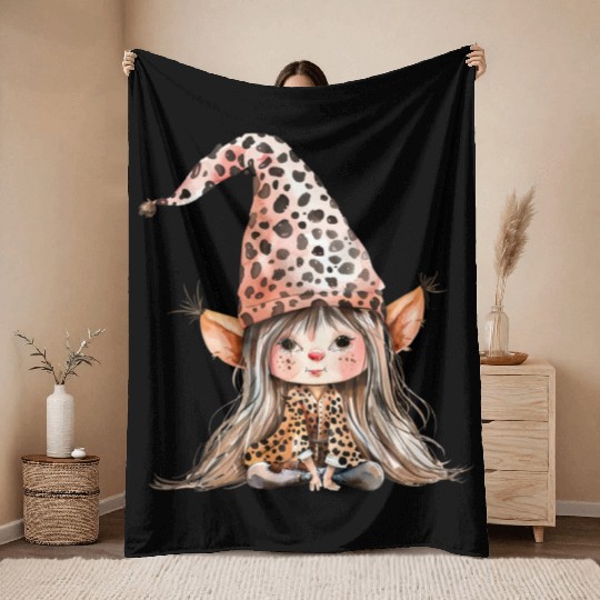 Leopard Print Gnome Clipart Images, Girly Throw Blankets
