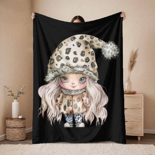 Leopard Print Gnome Clipart Images, Girly Throw Blankets