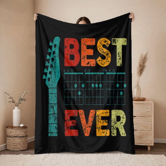 Best Dad Ever Guitar Chord Guitarist Father's Day Throw Blankets