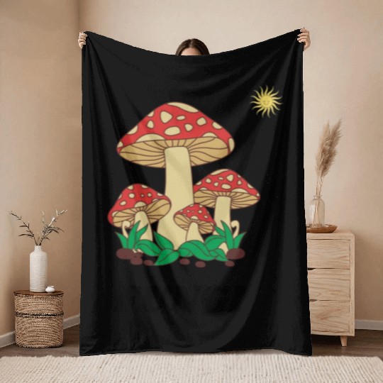 FUNGI Throw Blankets