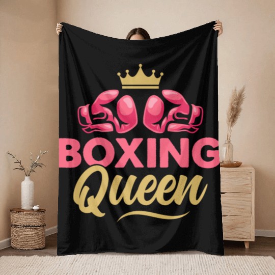 Boxing Queen Boxer Training Throw Blankets
