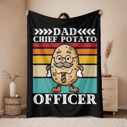 Dad chief potato officer Throw Blankets