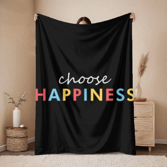 Vintage Retro Choose Happiness Throw Blankets