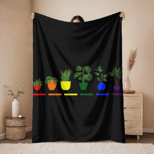 Plants LGBTQ Gardener Gardening Lover Gay Pride Throw Blankets