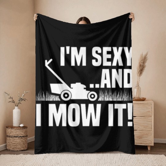 Sexy Mowing Funny Gardening Throw Blankets