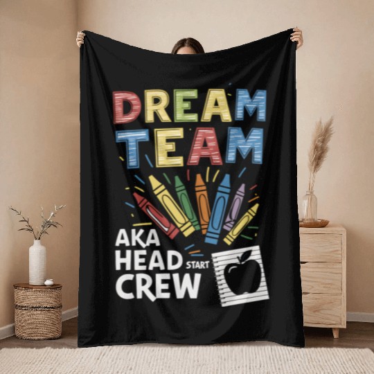 Head Start Dream Team Squad Teacher Back To School Throw Blankets