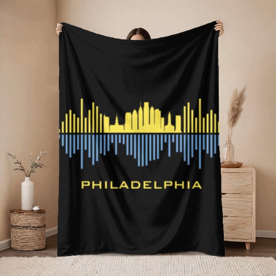 Philadelphia City Sound Waves Throw Blankets