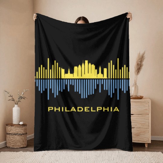 Philadelphia City Sound Waves Throw Blankets