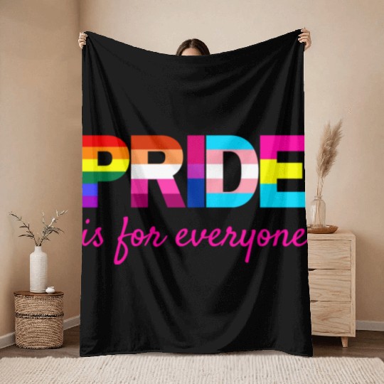 LGBTQ Pride Rainbow Colors Typography Throw Blankets