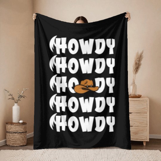 Western Country Texas Cowboy Hat Throw Blankets