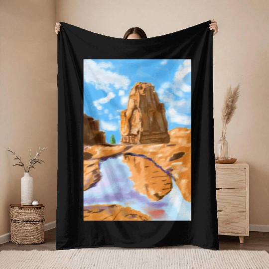 Grand Canyon Loose Oil Landscape Painting Throw Blankets