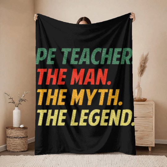 Cool PE Teacher Art Physical Education Teacher Throw Blankets