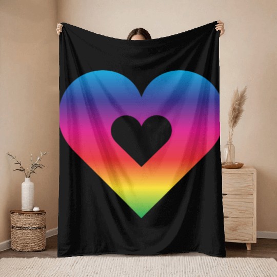 Rainbow Heart Homosexuality LGBT Love Throw Blankets