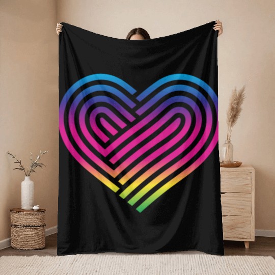 Rainbow Heart Homosexuality LGBT Love Throw Blankets