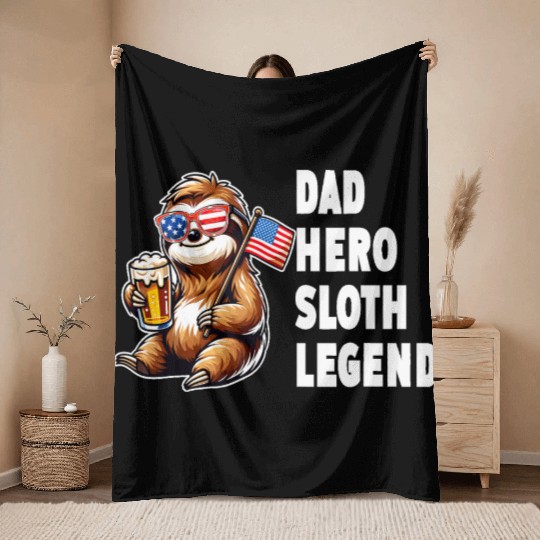 American sloth dad Throw Blankets