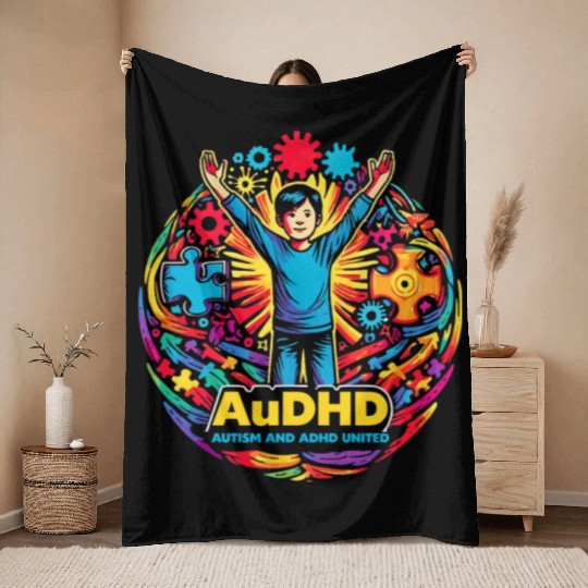 AuDHD Autism ADHD Autistic Spectrum Neurodiversity Throw Blankets