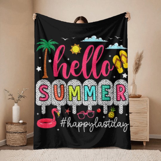 Happy Last Day of School Teacher Throw Blankets