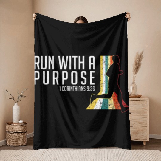 Bible Verse 1 Corinthians 926 Running Fitness Throw Blankets