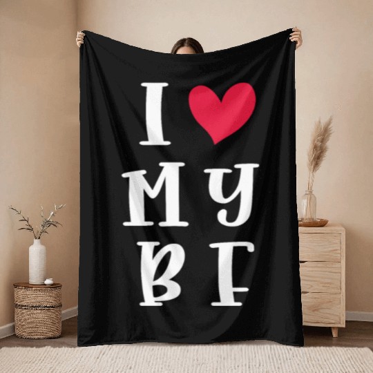 I Love My Boyfriend, Romantic Gift Throw Blankets