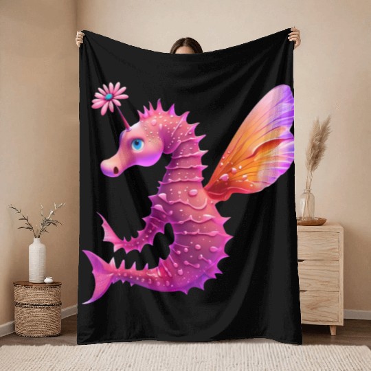 Daisy The Fairy Sea Horse Throw Blankets