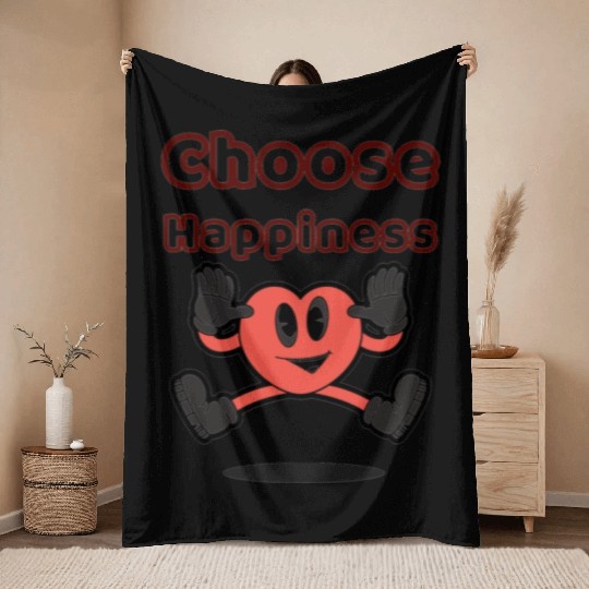 Choose Happiness: Embrace Joy and Positivity Throw Blankets