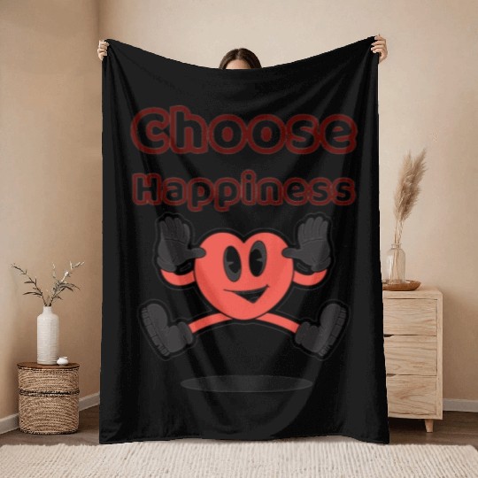 Choose Happiness: Embrace Joy and Positivity Throw Blankets