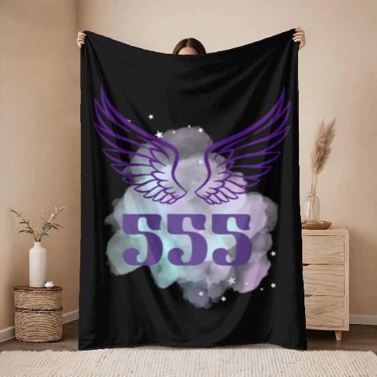 Angel number 555 design Throw Blankets