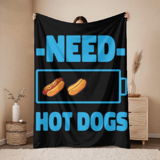 Hot Dog Adult Battery Need Hot Throw Blankets