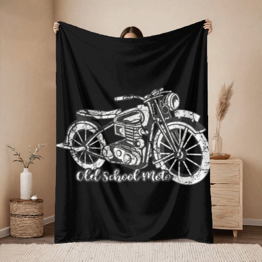 Vintage Motorcycle Throw Blankets s