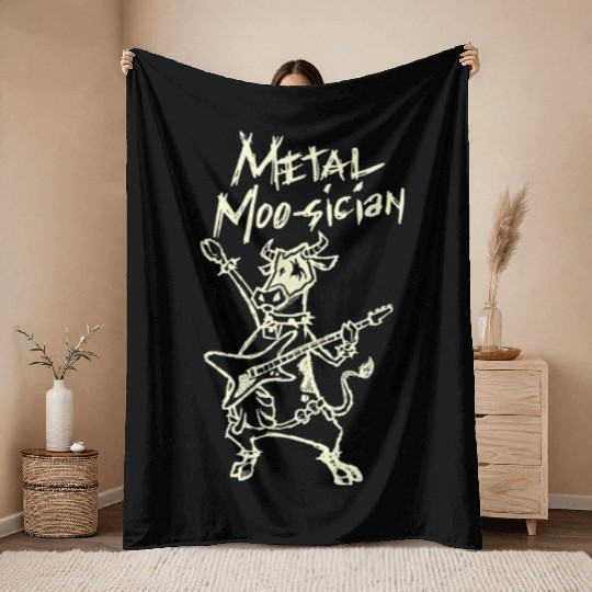 Metal Moosician Clothing Playing Throw Blankets