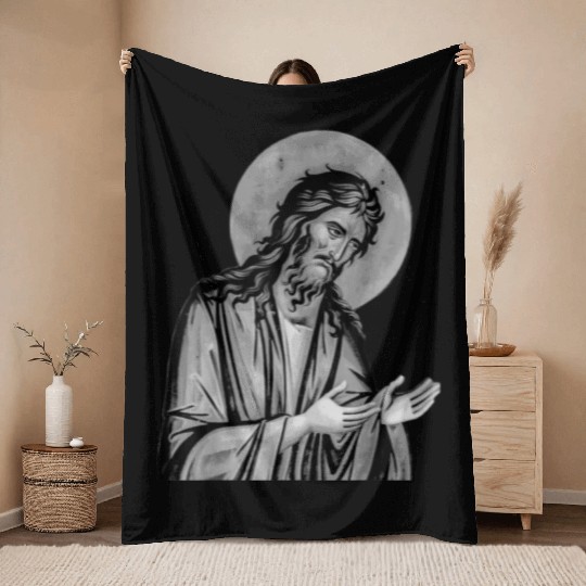 Scary Knight Clothing Catholic Praying Throw Blankets