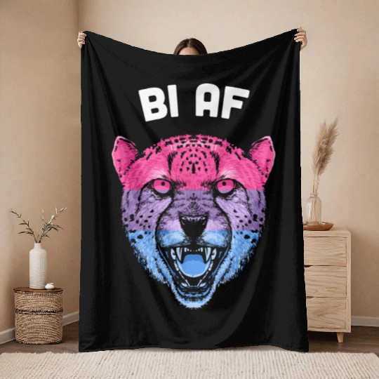 Bi AF Bisexual LGBTQ Bi Pride LGBT Funny Pride Mon Throw Blankets