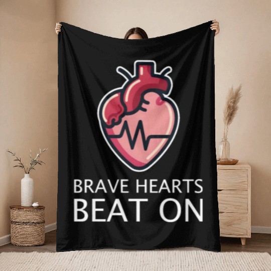CHD Awareness Brave Hearts Beat On Throw Blankets