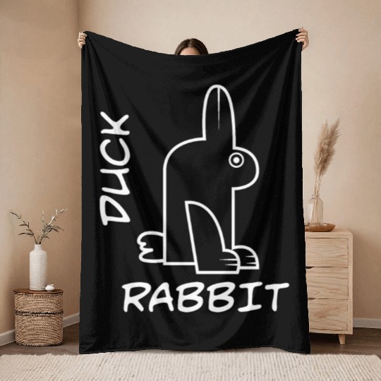 Rabbit Duck Meme Science Math Geek Philosophy Throw Blankets
