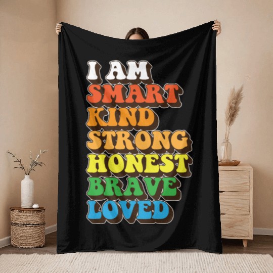 Daily Affirmation Uplifting Quotes Positive Throw Blankets