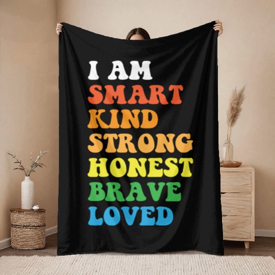 Daily Affirmation Uplifting Quotes Positive Throw Blankets