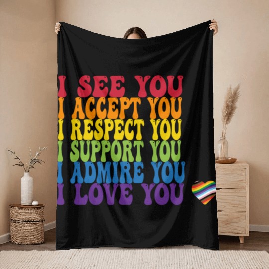 LGBTQ Support quote Throw Blankets