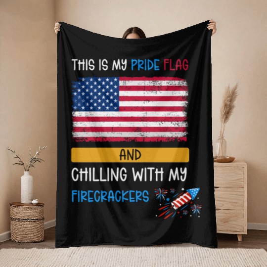 This Is My Pride Flag USA American 4th Of July Throw Blankets