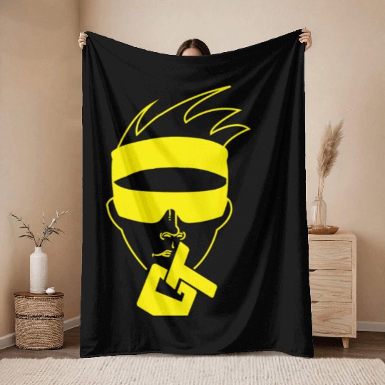 Yellow neon face GT Throw Blankets