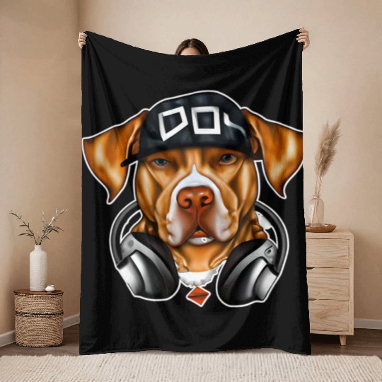 Pitbull Clothing Hipster Graphic Premium Throw Blankets