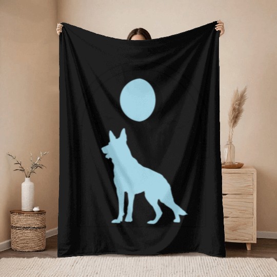 German Shepherd Celestial GSD Dog Moon Tarot Throw Blankets