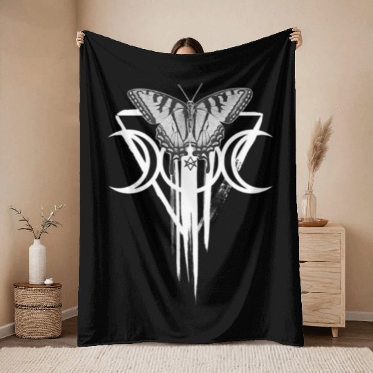 clothing aesthetics butterfly witchcraft Throw Blankets
