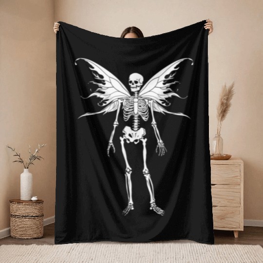 Fairy Grunge Fairycore Aesthetic Skeleton Throw Blankets
