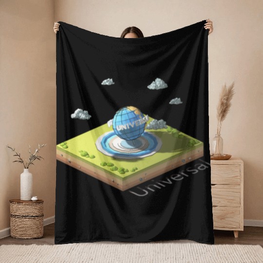 Geometric low poly Universal Studios Throw Blankets