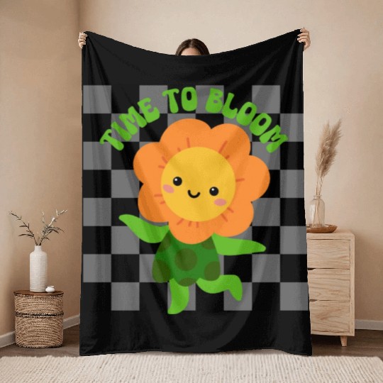 Time to Bloom: Floral Print Design Throw Blankets