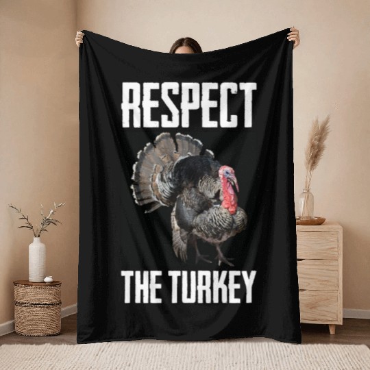 Respect The Turkey Bird Photo Funny Animal Lover Throw Blankets