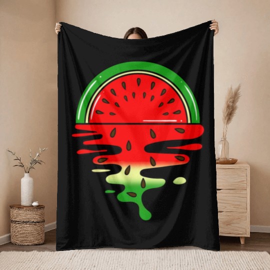 Watermelon Sunset Summer Fruit Lover Throw Blankets